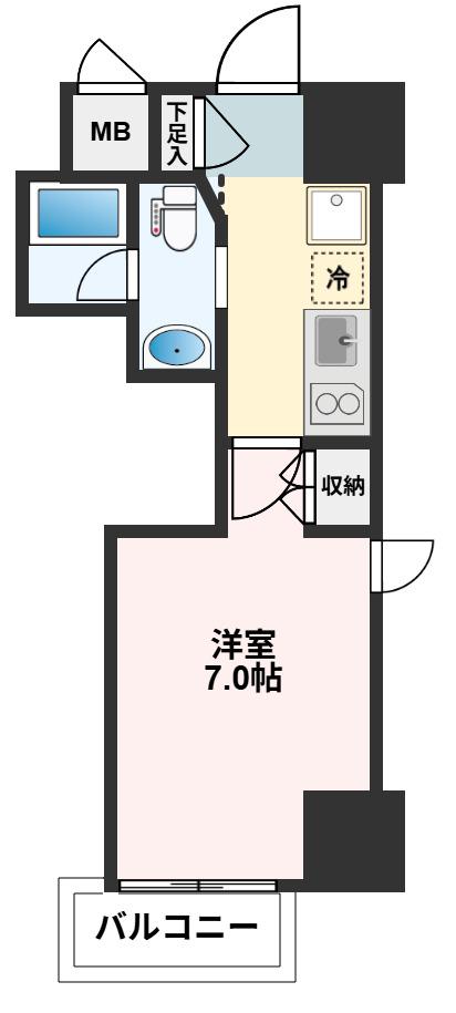 PSクレスト桜木町(1K/6階)の間取り写真