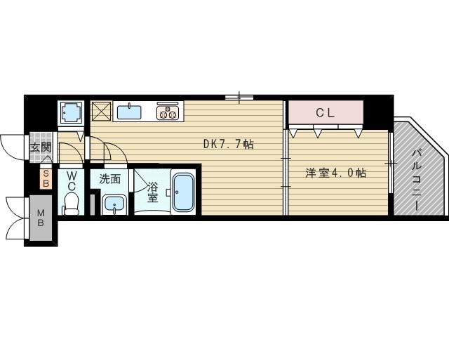 シェリールヒカリ(1DK/2階)の間取り写真