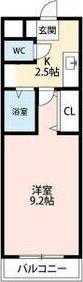 A・CITY弁天(1K/2階)の間取り写真