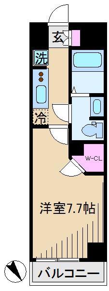S-RESIDENCE王子TERCERA(1K/7階)の間取り写真