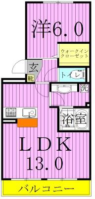 シトロンフレアⅡ(1LDK/2階)の間取り写真