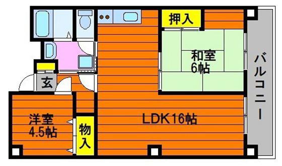 ふぁみーゆ旭川(2LDK/6階)の間取り写真