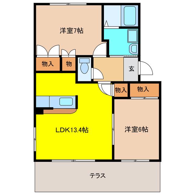サンチェリー(2LDK/1階)の間取り写真