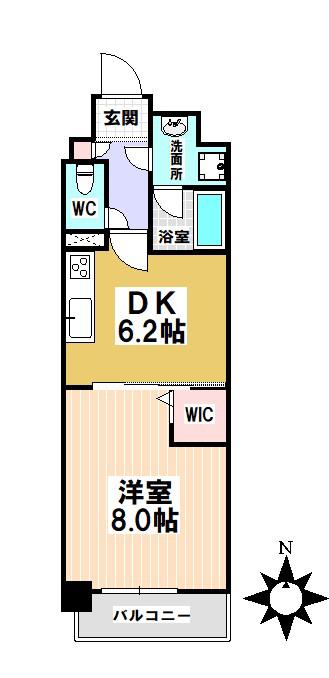 プロセルム上坂(1DK/6階)の間取り写真