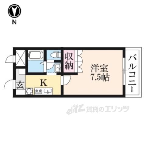 アビエスⅢ(1K/2階)の間取り写真