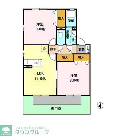レスポワール III(2LDK/1階)の間取り写真