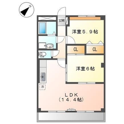 サンフォレスト曙(2LDK/3階)の間取り写真