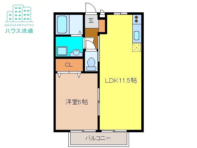 アビタシオン(1LDK/1階)の間取り写真