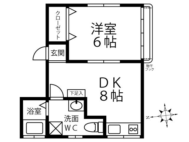 大塚ハイム(1DK/1階)の間取り写真