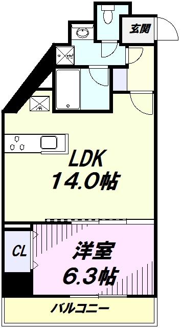 ラグゼナ八王子南町(1LDK/12階)の間取り写真