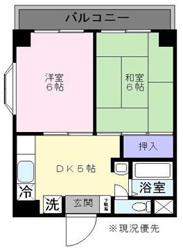 第2ケイアイマンション(2DK/4階)の間取り写真