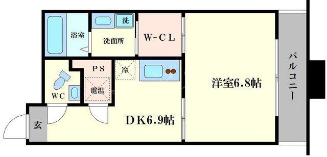 アーバンフラッツ瓦町(1DK/2階)の間取り写真