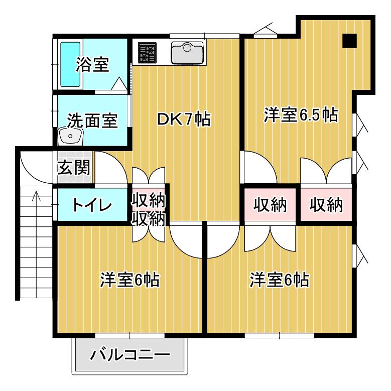 パリー舎ビルIV(3DK/2階)の間取り写真