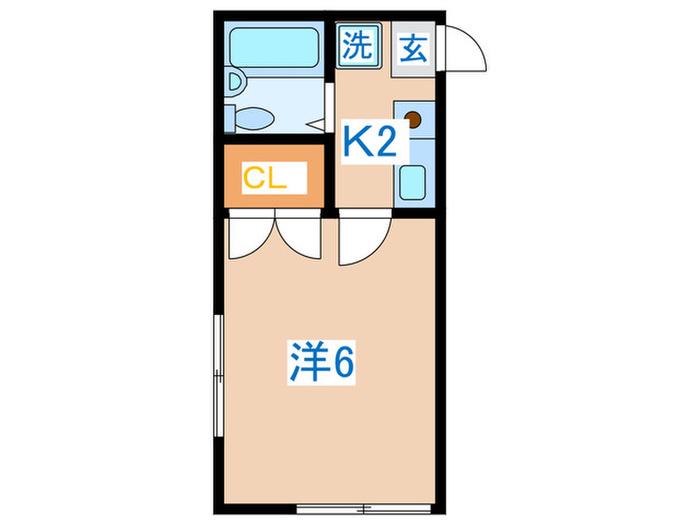 アイリスコートB棟(1K/2階)の間取り写真