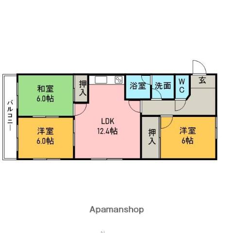 ファミール光(3LDK/3階)の間取り写真