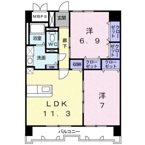 レジデンス小峯(2LDK/5階)の間取り写真