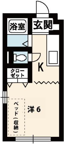 住吉レインボーハイツII(ワンルーム/1階)の間取り写真