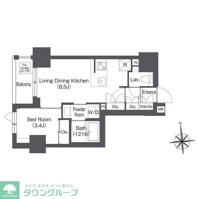 ディームス上野御徒町(1LDK/10階)の間取り写真