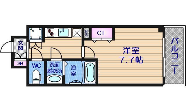 レジュールアッシュ天王寺(1K/3階)の間取り写真