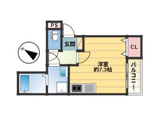 博多区諸岡6丁目AP(ワンルーム/2階)の間取り写真