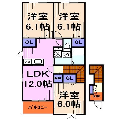 プリミエールホームIV(3LDK/2階)の間取り写真