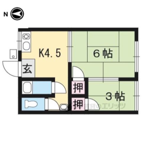 ひむろ荘(2K/2階)の間取り写真