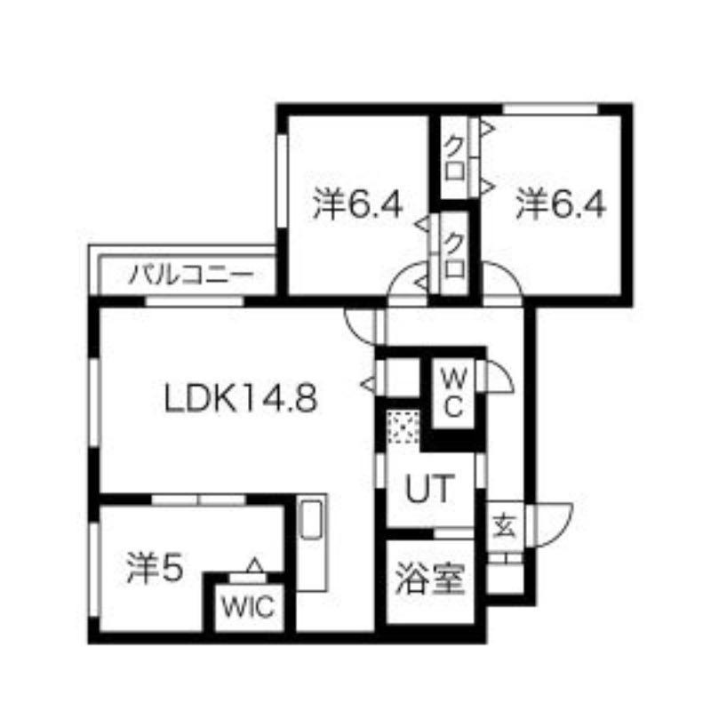 SCIROCCO 新札幌(3LDK/3階)の間取り写真