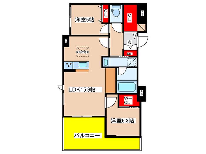 BEL CIELO日吉(2LDK/1階)の間取り写真