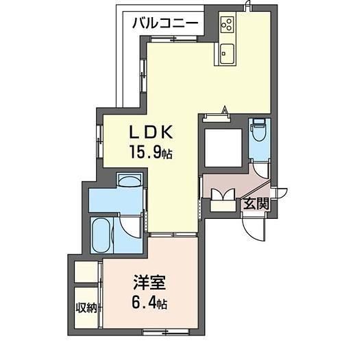 リベルテ戸越(1LDK/3階)の間取り写真