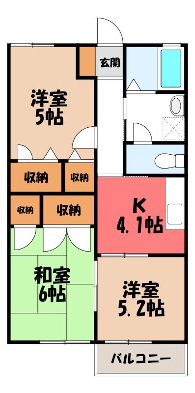グランシャリオC(3K/1階)の間取り写真