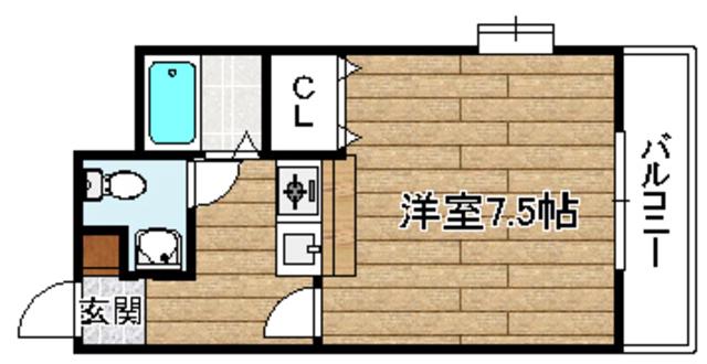 ヴィラ芥川(1K/3階)の間取り写真