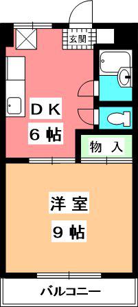 マンションふじ(1DK/3階)の間取り写真
