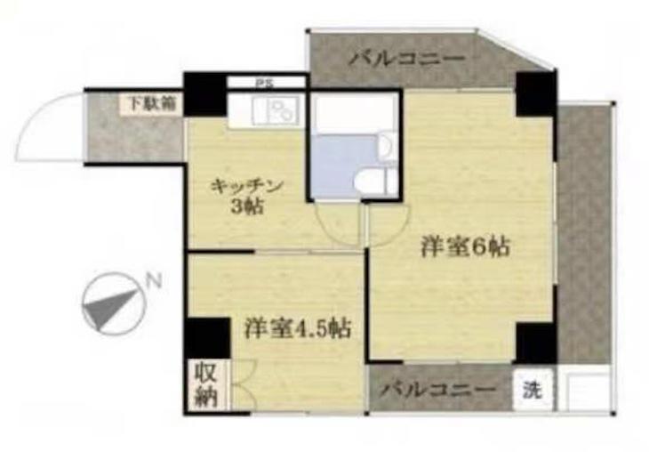 クレベール高田馬場(2K/6階)の間取り写真