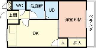 ハイツ春日(1DK/3階)の間取り写真
