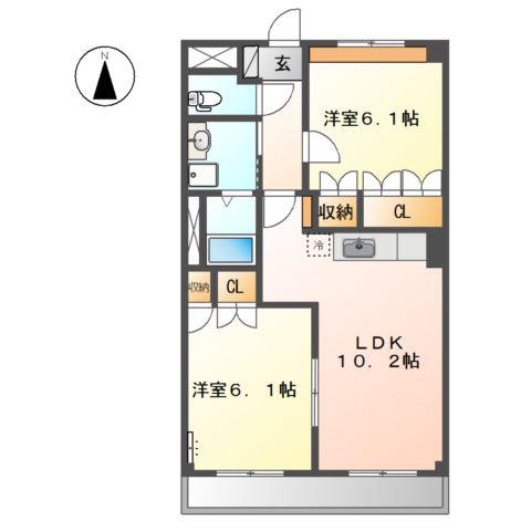 グランドソレイユ(2LDK/2階)の間取り写真