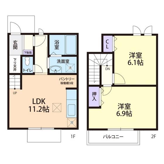 ADRABLE B(2LDK/1階)の間取り写真