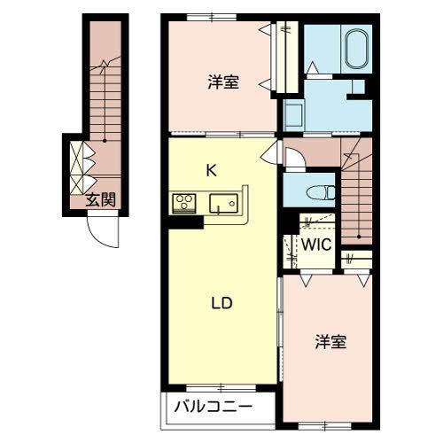 シャーメゾン ドゥース(2LDK/2階)の間取り写真