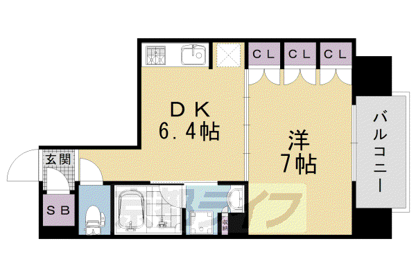 イーグルコート烏丸御池ルミエ(1DK/6階)の間取り写真