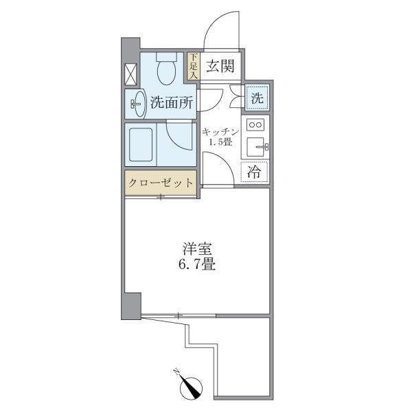 KDXレジデンス門前仲町(1K/6階)の間取り写真