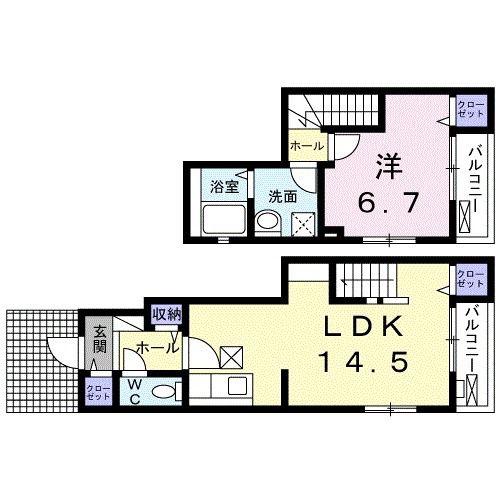 ハイツウィスタリアA(1LDK/1階)の間取り写真