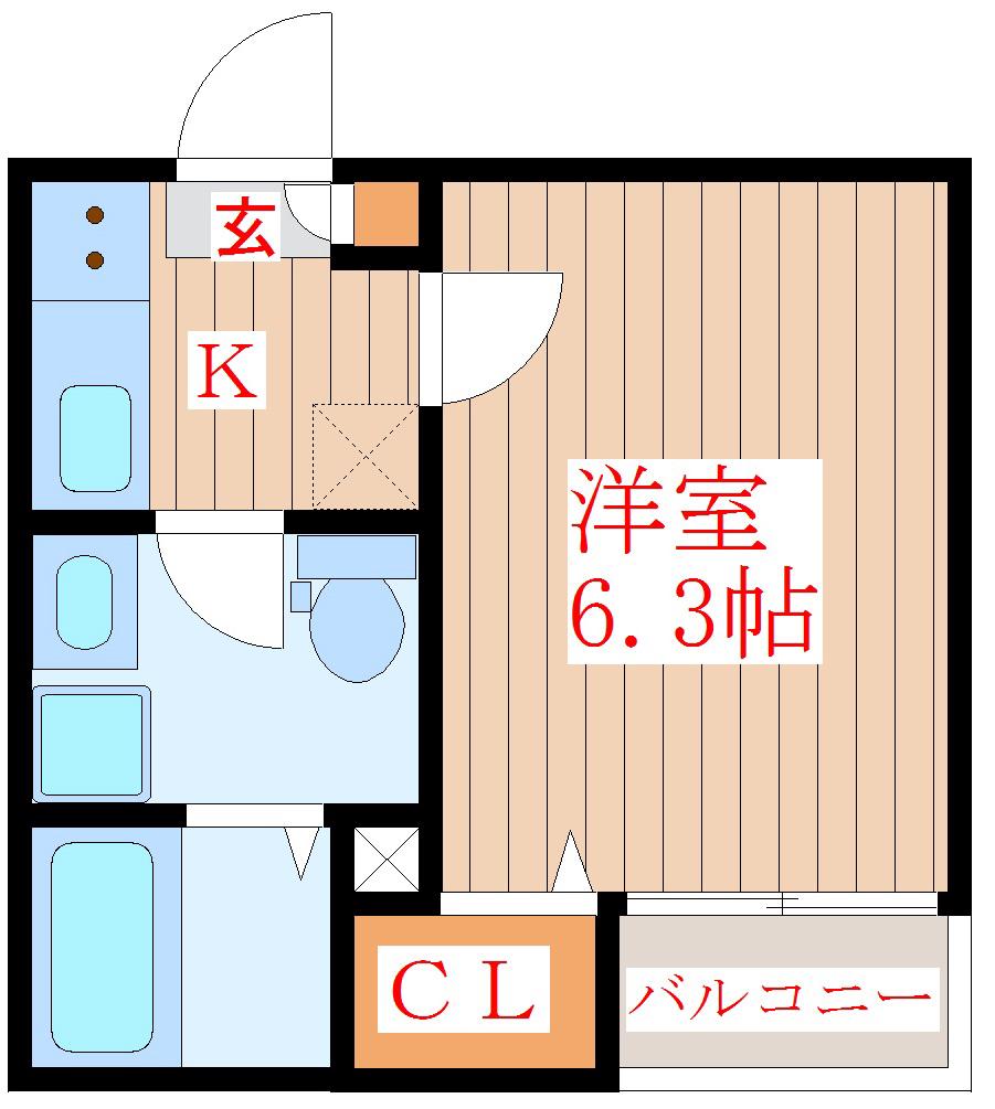 プランドール宮町(1K/1階)の間取り写真