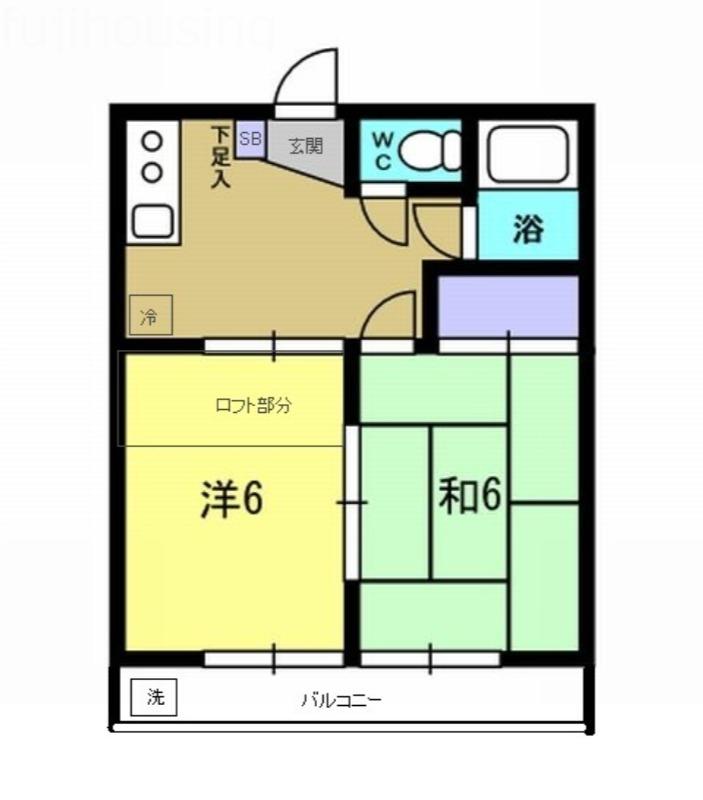 ハイツルノアール(2DK/2階)の間取り写真