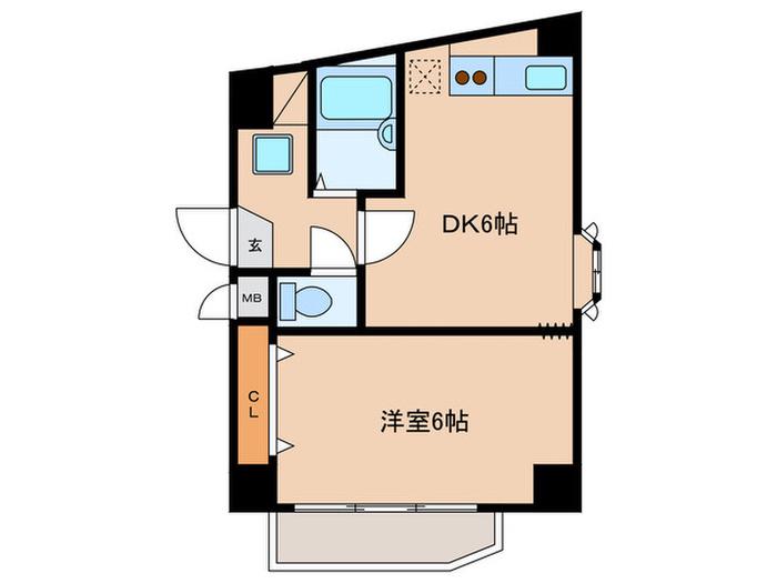 ヒルトップパレス(1DK/2階)の間取り写真