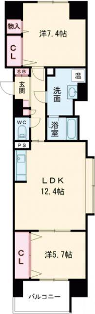 ソルティ517(2LDK/7階)の間取り写真