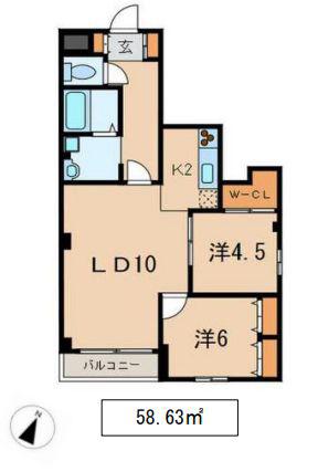 メゾンシャルマン(2LDK/3階)の間取り写真