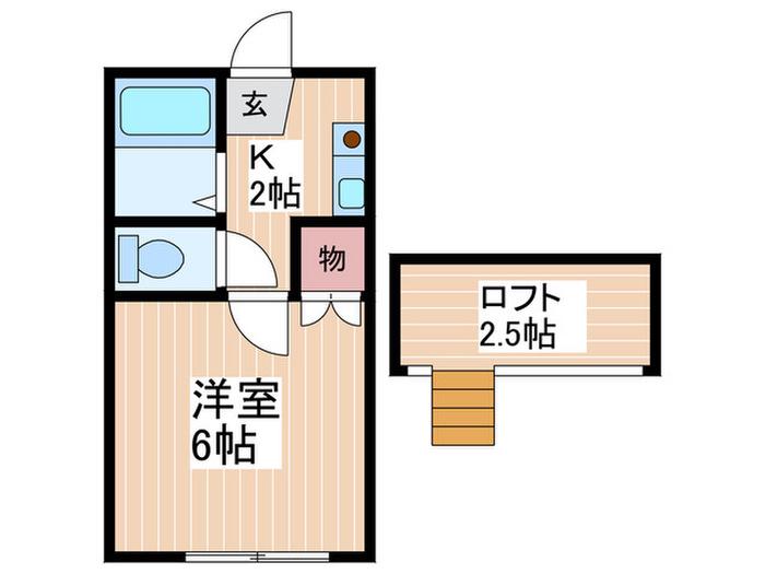 ガーデンハイツ矢野東(1K/2階)の間取り写真