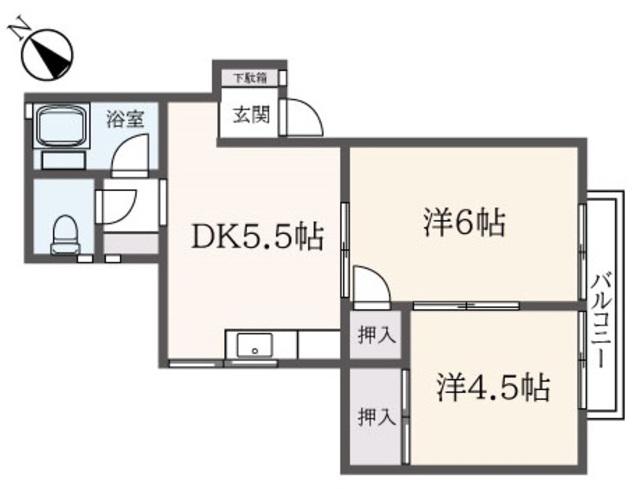 メゾン港南(2DK/1階)の間取り写真
