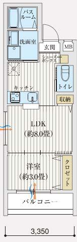 リアコート豊中IIノース(1LDK/4階)の間取り写真