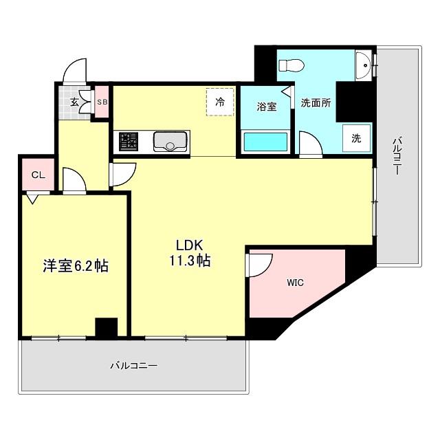 EASE(1LDK/3階)の間取り写真