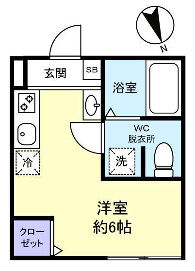 K&T 前原(ワンルーム/1階)の間取り写真
